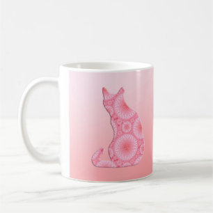 Caneca De Café "Rodas" do gato claro - rosa do coral
