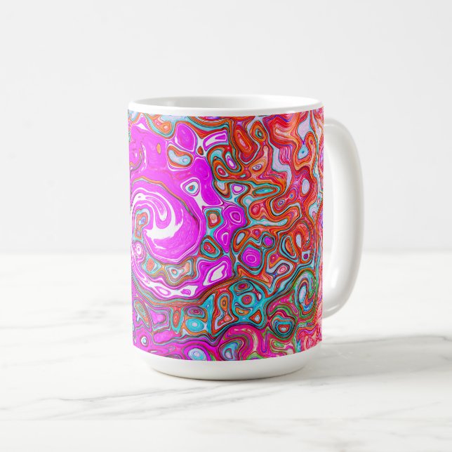Caneca De Café Rodeio Abstrato Groovy Roxo e Laranja Retro (Frente Esquerda)