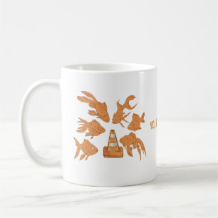 Caneca De Café Rodoviários de Cones e de Peixes-Dourados laranja