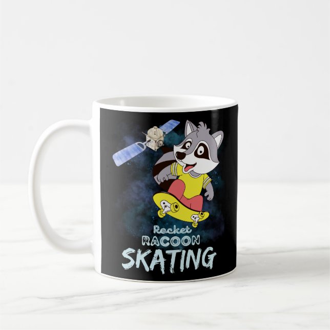 Caneca De Café Roket Racoon Skating (Esquerda)
