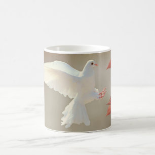 Caneca De Café Rola Branca Pomba Amor & Paz Símbolo Ave Fofa 