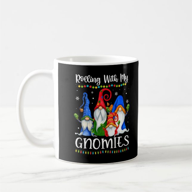 Caneca De Café Rolando Com Meus Gnomies Luzes De Natal Engraçadas (Esquerda)