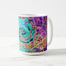 Caneca De Café Rolha de Abstrato com Retro Líquido Azul-Aqua Azul