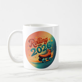 Caneca De Café Rolling Into 2026 Retro Skate Mug