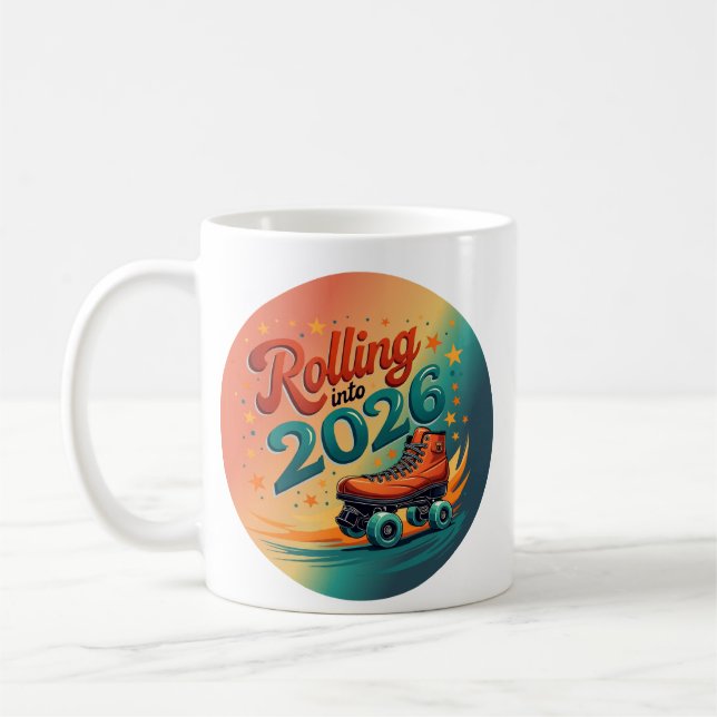 Caneca De Café Rolling Into 2026 Retro Skate Mug (Esquerda)