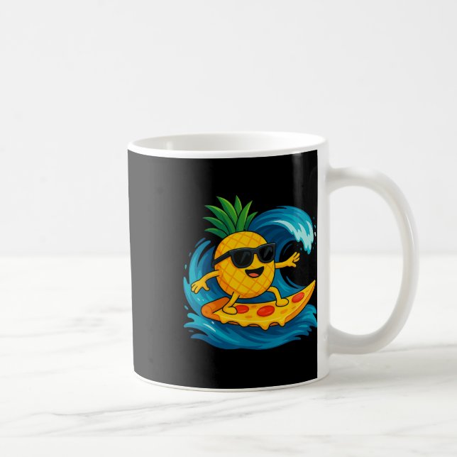 Caneca De Café Rolo De Abacaxi Com Fatia De Pizza De Surf Engraça (Direita)
