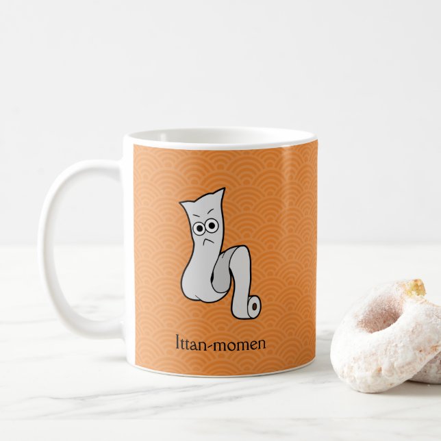Caneca De Café Rolo de Algodão Japonês Ittan-momen: Cartoon Yokai (Com Donut)