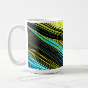Caneca De Café Rolos de seda e cetim abstratos azuis e dourados