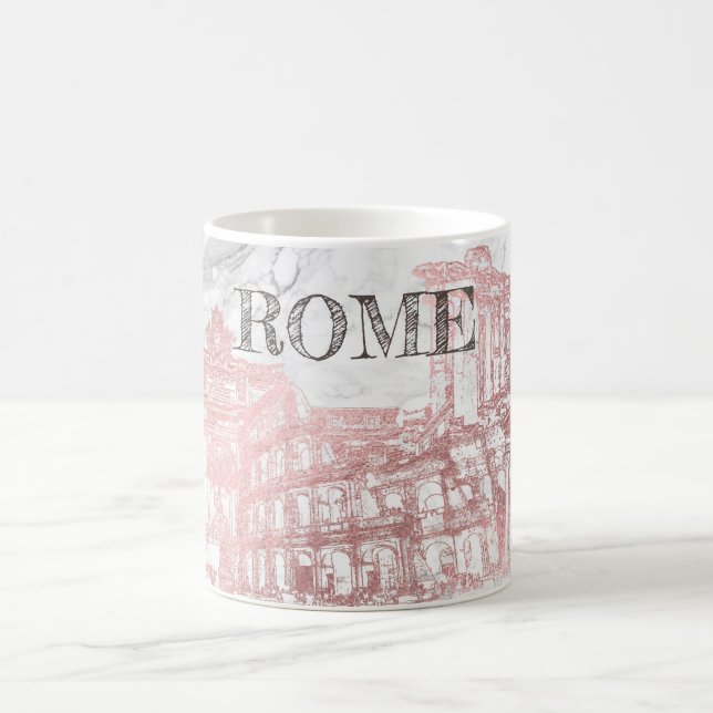 CANECA DE CAFÉ ROMA, FAUX ROSA DOURADO+MARBLE VIAGEM (Centro)