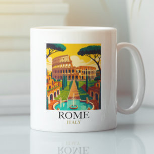 Caneca De Café Roma Itália Coliseu Viagem Vintage