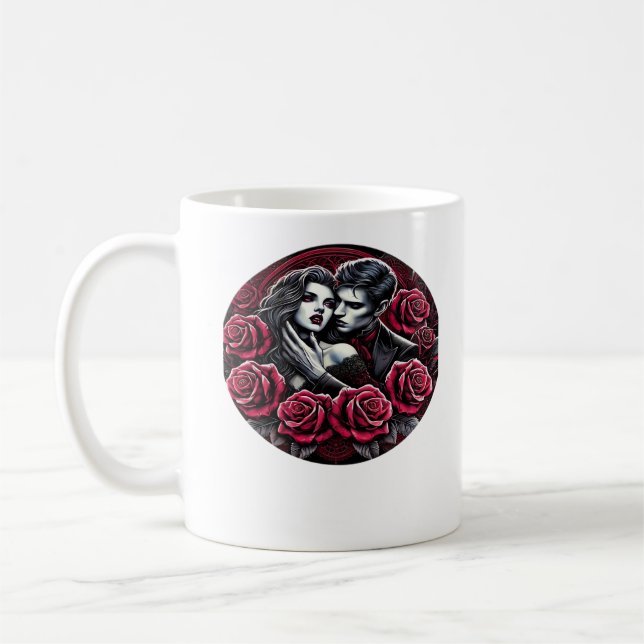 Caneca De Café Romance Gótico Vampiro - Até A Morte Nos Faz Em Cl (Esquerda)