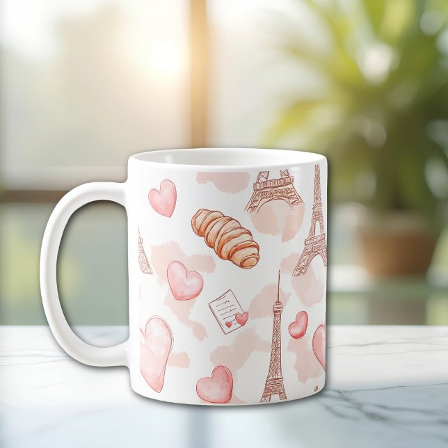 Caneca De Café Romance Parisiense no Dia dos Namorados (Criador carregado)