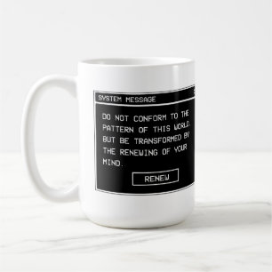 Caneca De Café Romanos 12:2 Janela de Alerta de Computador Preto