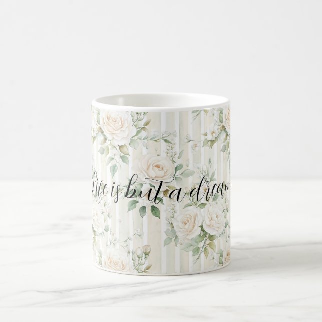 Caneca De Café Romantic Cream Roses Floral Bridal Shower Wedding (Centro)