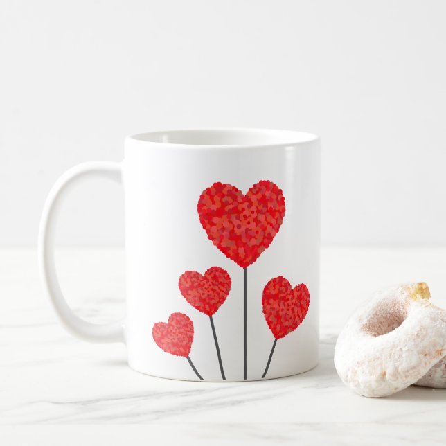Caneca De Café Romantic Heart Balloons Mug (Com Donut)