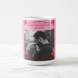 Caneca De Café Romantic Red Heart Frame Custom Photo Valentine 