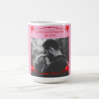 Caneca De Café Romantic Red Heart Frame Custom Photo Valentine 