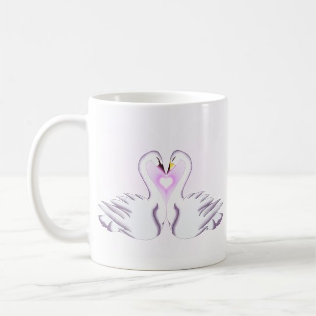Caneca De Café Romantic Swan Love Elegant Double-Sided Mug Cup (Esquerda)