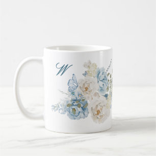 Caneca De Café Romântica Cotswolds Winter Florals Monograma