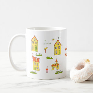 Caneca De Café Romântica Minha doce cidadezinha Café Minimalista