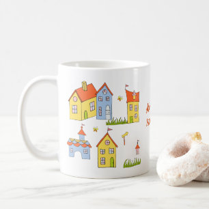 Caneca De Café Romântica Minha doce cidadezinha Café Minimalista