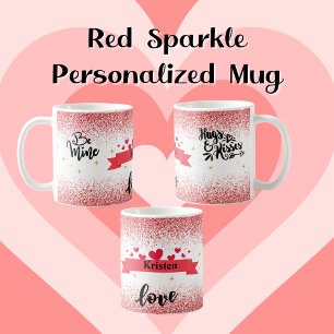 Caneca De Café Romântica Vermelha Personalizada