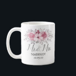 Caneca De Café Romântica Watercolor Rosa Florals Sr. & Sra. Weddi<br><div class="desc">Para casamento</div>