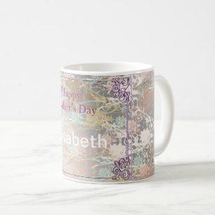 Caneca De Café Romântico, dourado, azul-turquesa, Aquarela, Chiqu