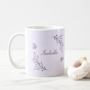 Caneca De Café Romântico elegante floral lilás