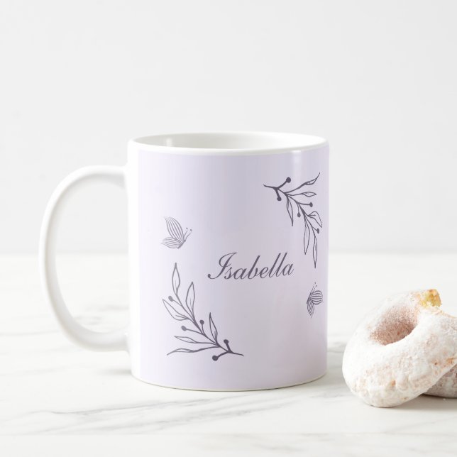 Caneca De Café Romântico elegante floral lilás  (Com Donut)