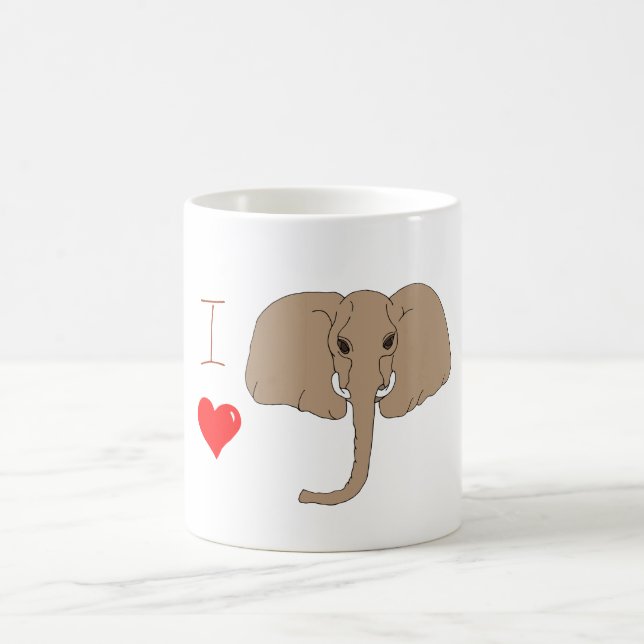 Caneca De Café Romântico Eu adoro elefantes Coffee Mug (Centro)