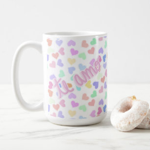 Caneca De Café Romântico - O Amo Pastel Heart Confetti