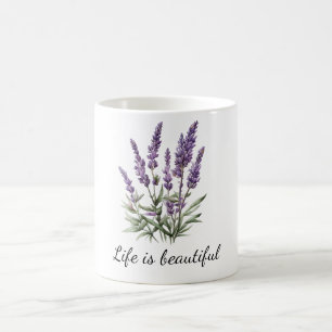 Caneca De Café Romântico Roxo Cinza Lavanda Floral