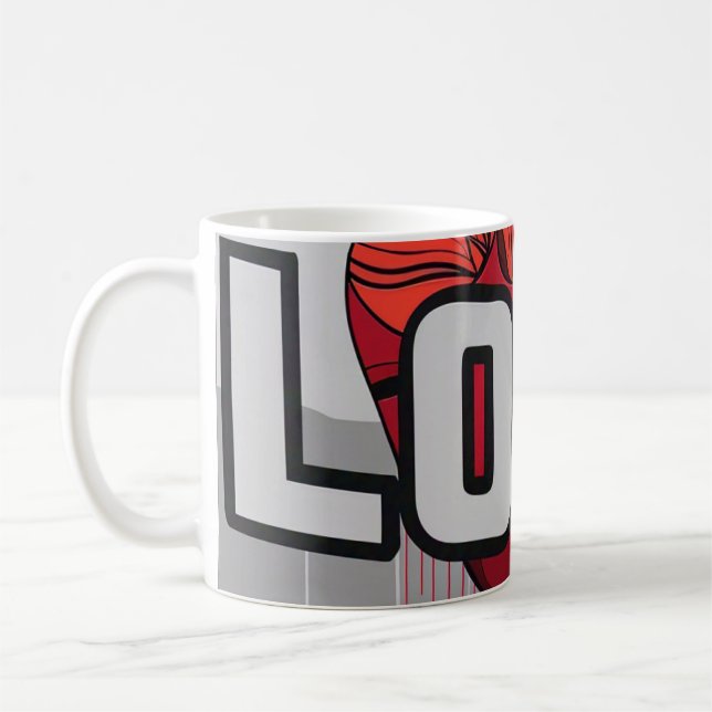 Caneca De Café Romântico Texto de amor Mug Cute Red Heart Design  (Esquerda)