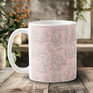 Caneca De Café Romântico Vintage Rose Gold Toile De Jouy