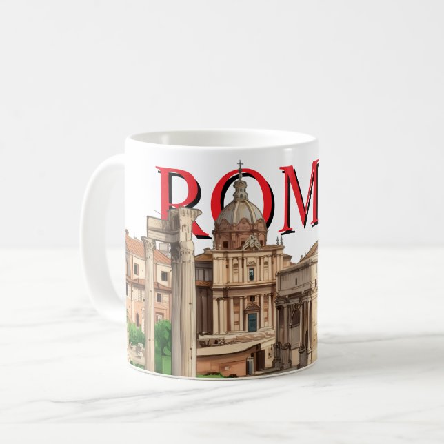 Caneca De Café Rome Mug – Roman Forum | Souvenir coffee cup (Frente Esquerda)