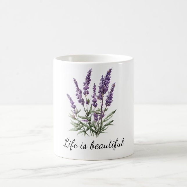 Caneca De Café Rompante Floral Cinza Roxo Lavanda (Centro)