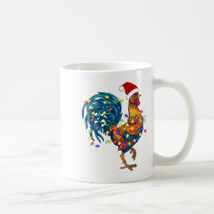 Caneca De Café Rooster Engraçado Galinha Luzes de Natal Pajama Fa