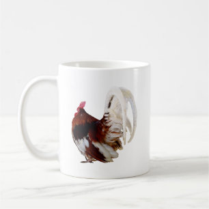 Caneca De Café Rooster Vermelho com Penas Brancas