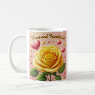 Caneca De Café Rosa Amarela - Mug de Amor e Amizade