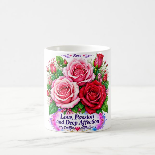 Caneca De Café Rosa: Amor, Paixão & Afeto Profundo (Centro)