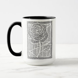 Caneca de Café Rosa Arte Geométrica em Duas Cores