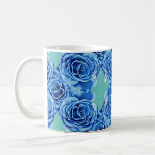 Caneca De Café Rosa azul romântico