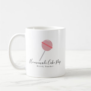 Caneca de Café Rosa Bola Cake Pop Bolo Caseiro Pad