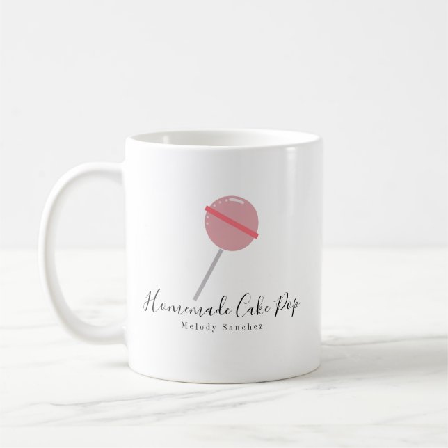 Caneca de Café Rosa Bola Cake Pop Bolo Caseiro Pad (Esquerda)