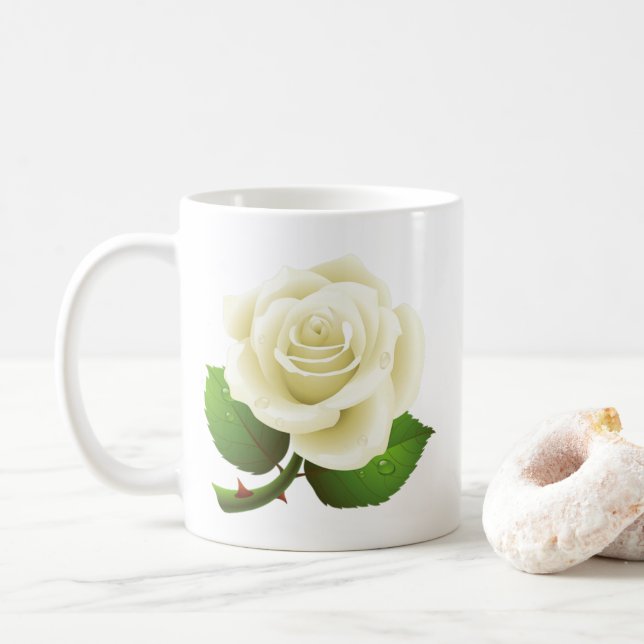 Caneca De Café Rosa Branca de Austin (Com Donut)