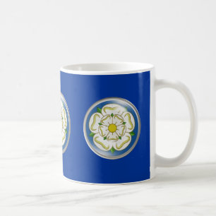 Caneca De Café Rosa branco da bandeira de Yorkshire