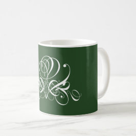 Caneca De Café Rosa Branco e Verde
