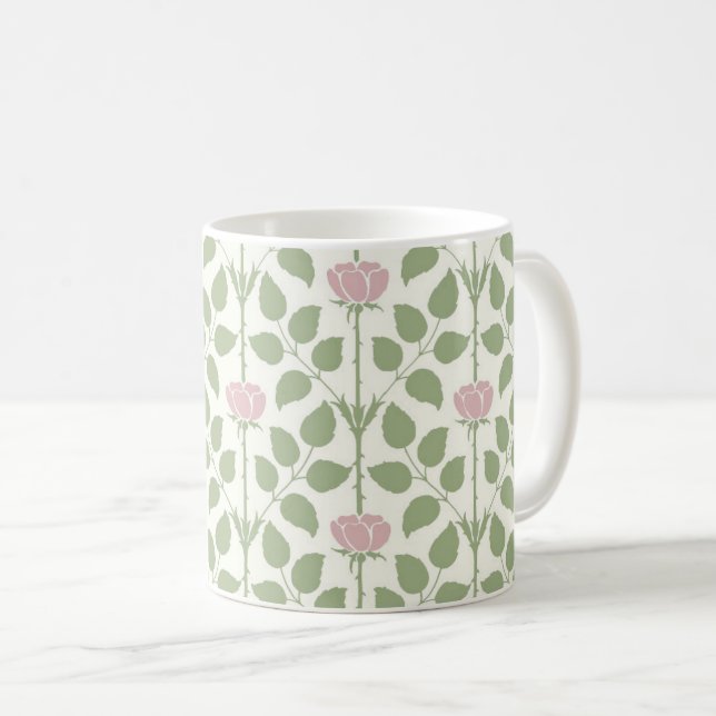Caneca De Café Rosa Briar da Voysey, Rosa claro de café da Mug (Frente Esquerda)