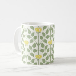 Caneca De Café Rosa Briar de Voysey, Mug Amarelo de Café